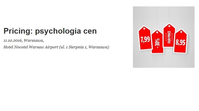 Warsztaty Pricing: psychologia cen 2016 