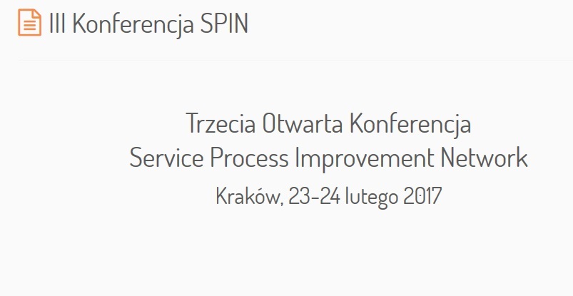 III Otwarta Konferencja Service Process Improvement Network 2017 