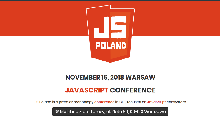 16.11.2018 Konferencja JS Poland 2018 Warszawa 