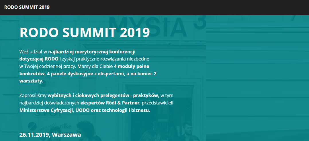 26.11.2019 Konferencja RODO Summit 2019 Warszawa 