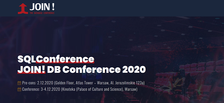 3-4.12.2020 Konferencja JOIN! The Database Conference 2020 Warszawa 